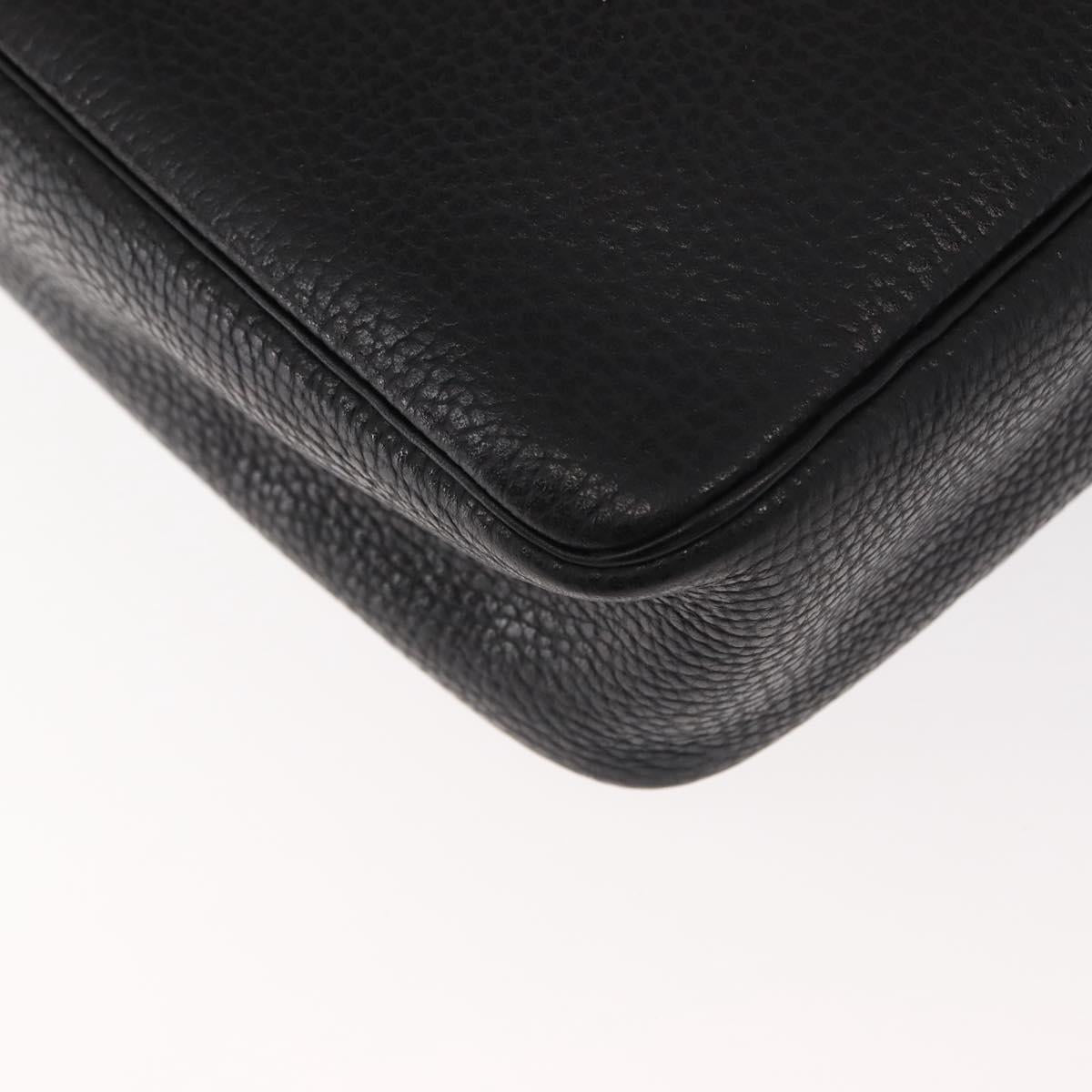 Christian Dior Hand Bag Leather Black Gold Auth 149531