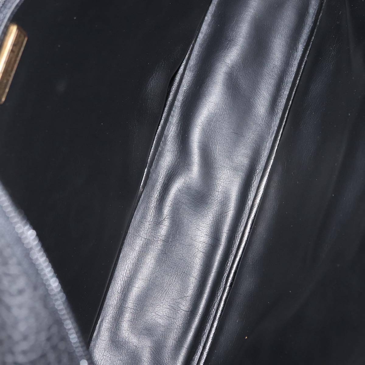 Christian Dior Hand Bag Leather Black Gold Auth 149531