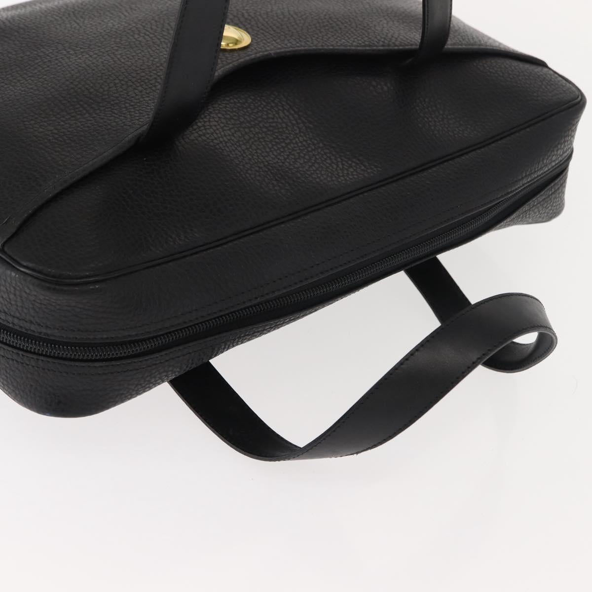 Christian Dior Hand Bag Leather Black Gold Auth 149531