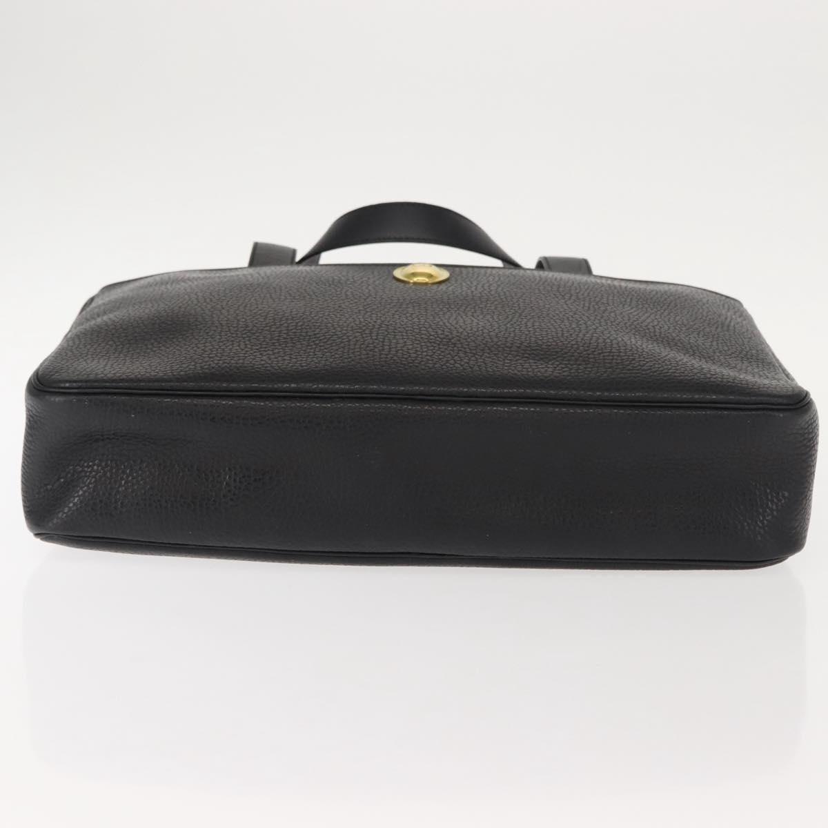 Christian Dior Hand Bag Leather Black Gold Auth 149531