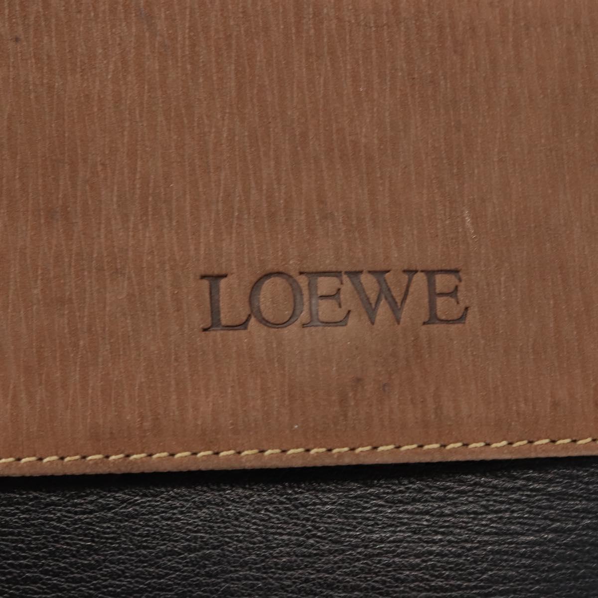 LOEWE Velazquez Hand Bag Leather Suede Brown Black gold Auth 149533