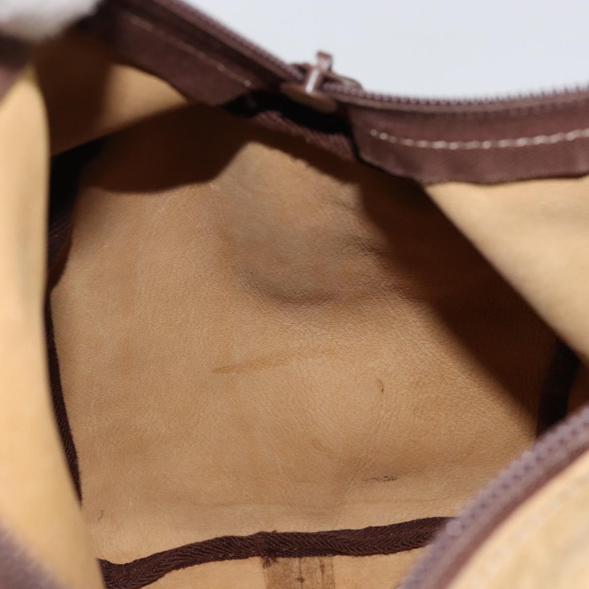 LOEWE Anagram Hand Bag Suede Leather Beige Gold Auth 149542