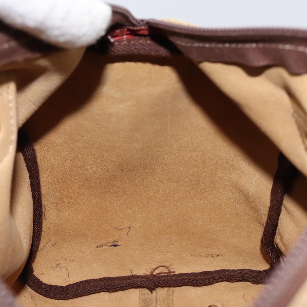 LOEWE Anagram Hand Bag Suede Leather Beige Gold Auth 149542