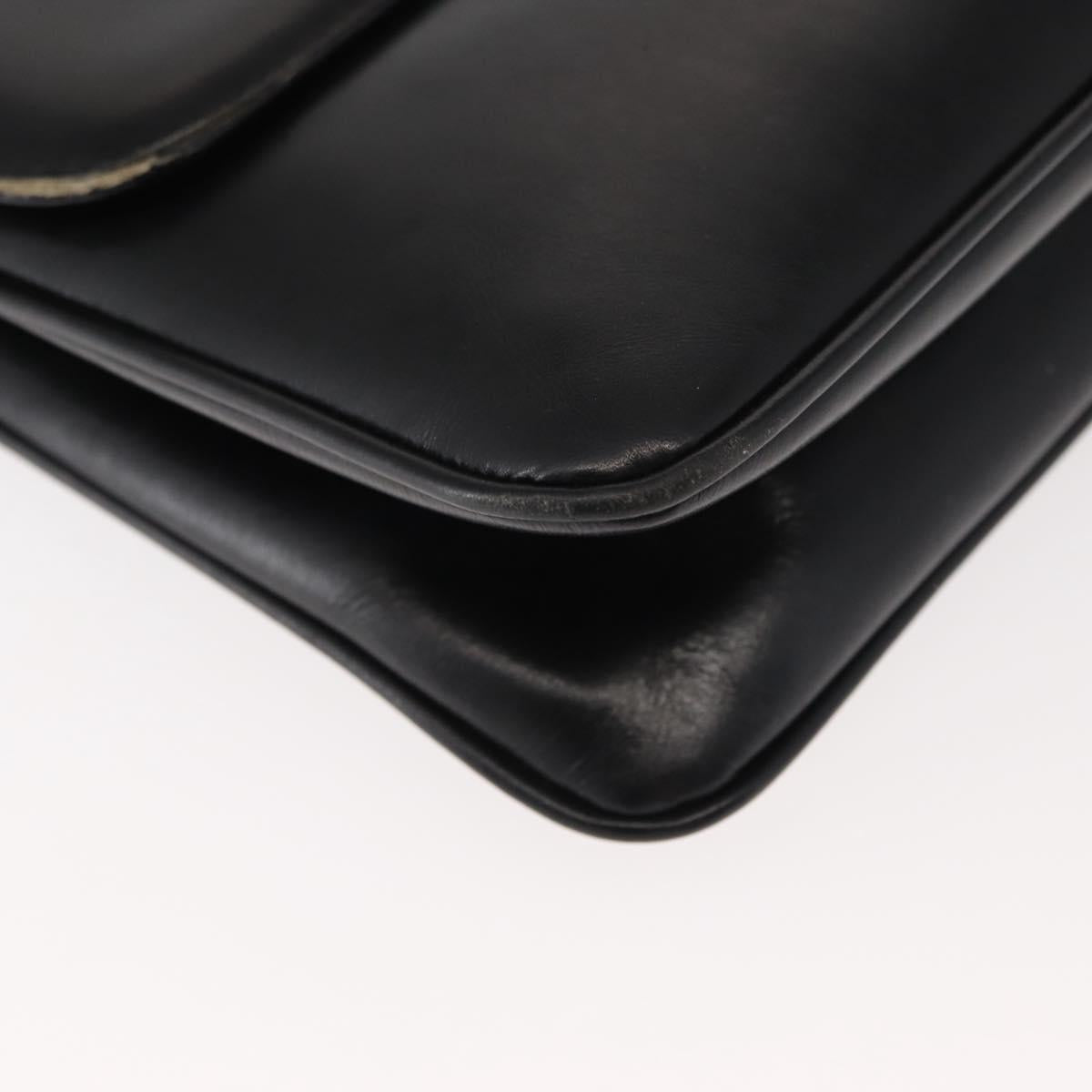 CELINE Shoulder Bag Leather Black Gold Auth 149543