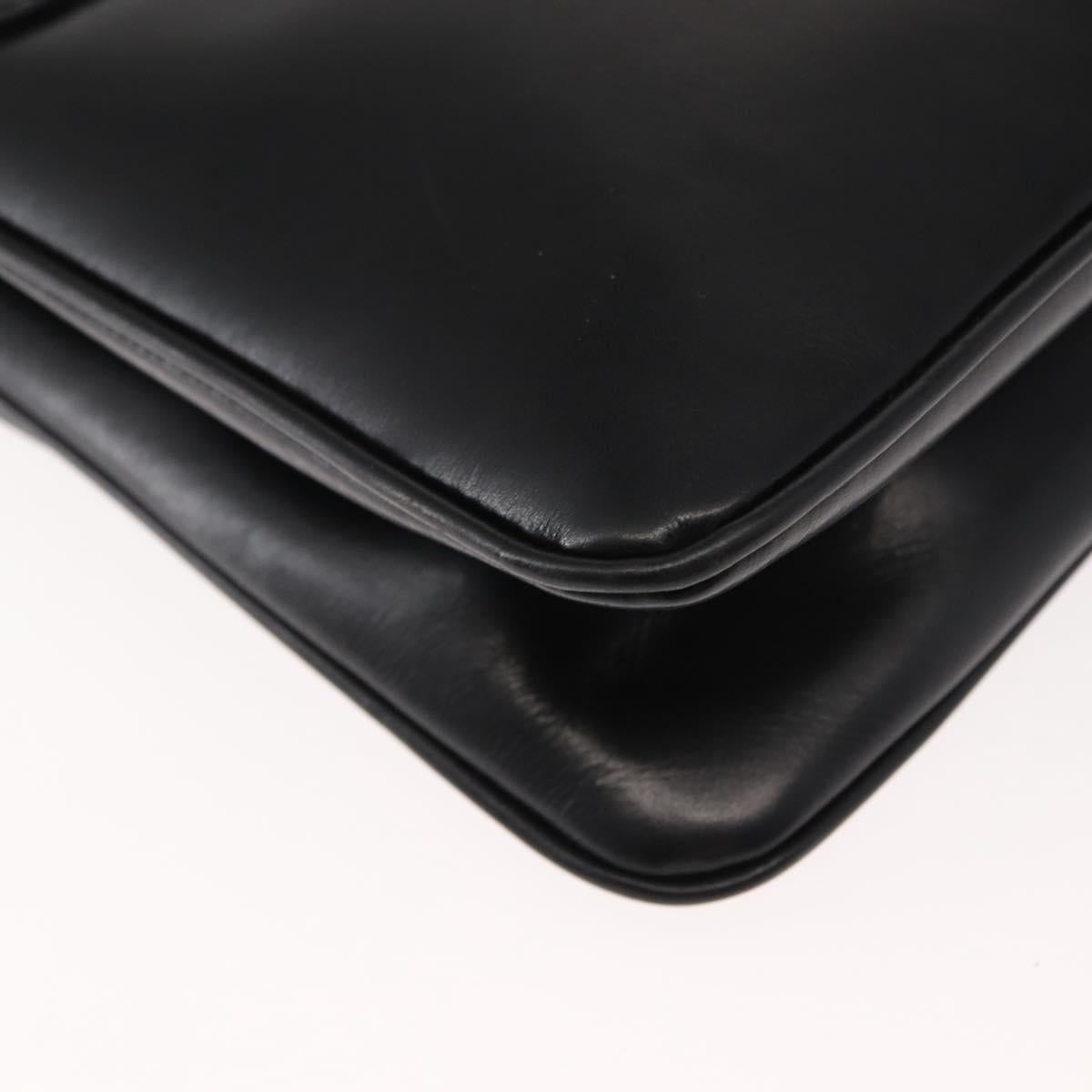 CELINE Shoulder Bag Leather Black Gold Auth 149543