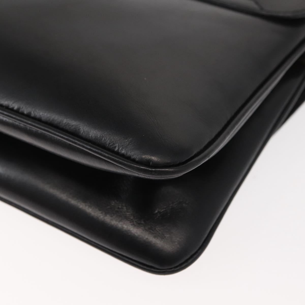 CELINE Shoulder Bag Leather Black Gold Auth 149543