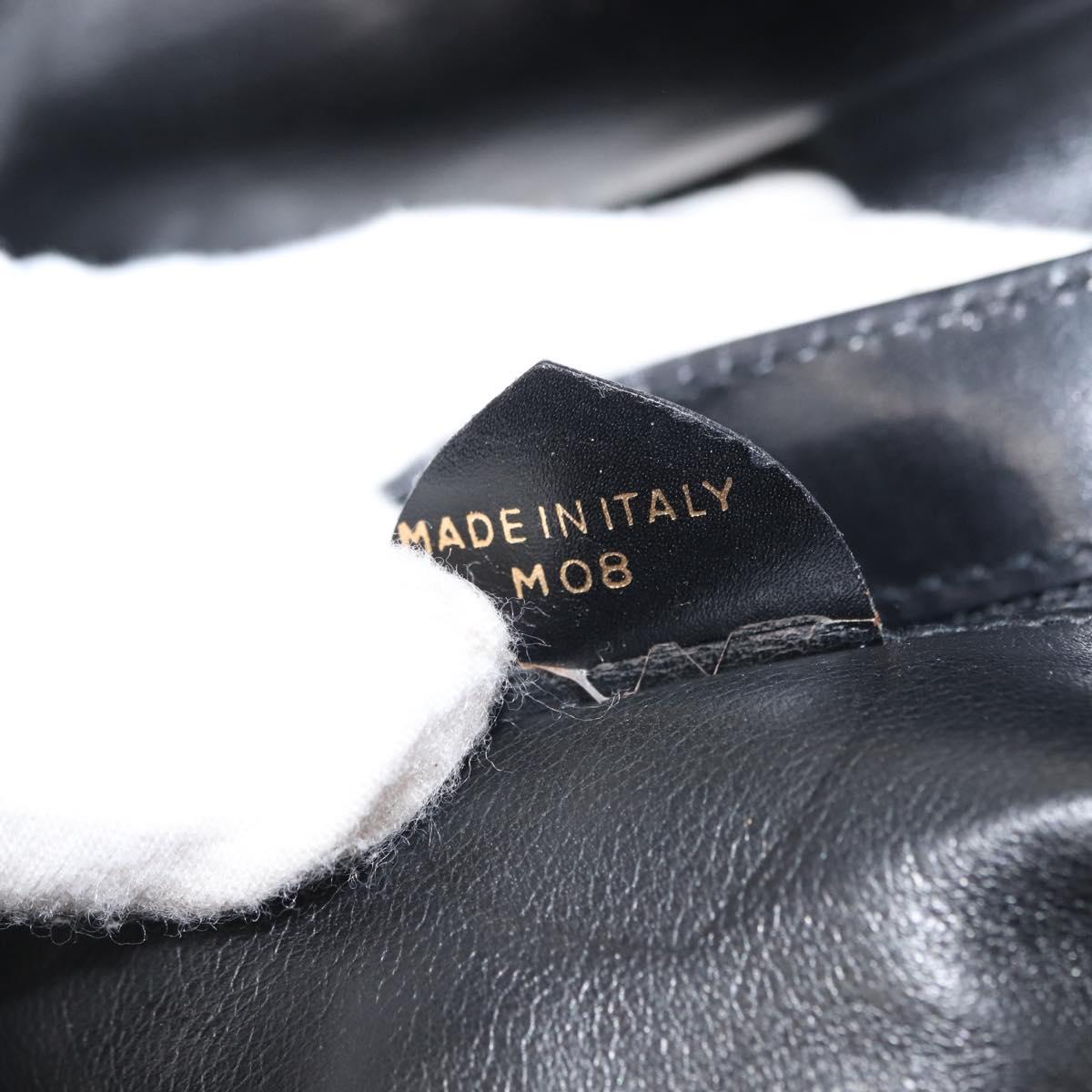 CELINE Shoulder Bag Leather Black Gold Auth 149543