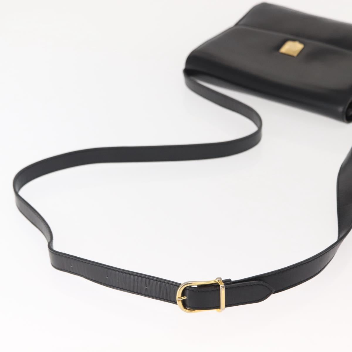 CELINE Shoulder Bag Leather Black Gold Auth 149543