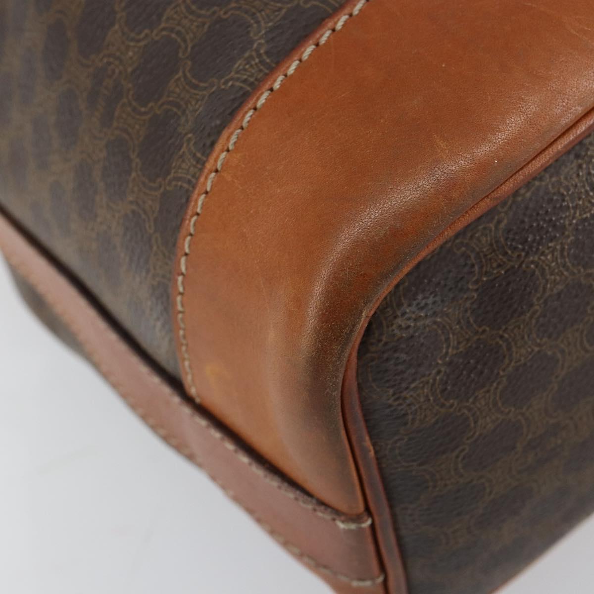 CELINE Macadam Canvas Tote Bag PVC Leather Brown Gold Auth 149549