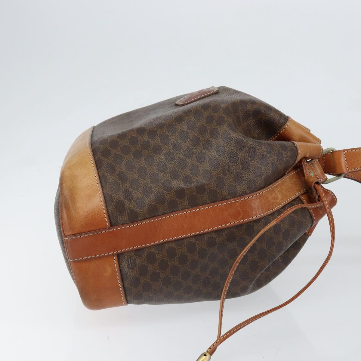 CELINE Macadam Canvas Tote Bag PVC Leather Brown Gold Auth 149549