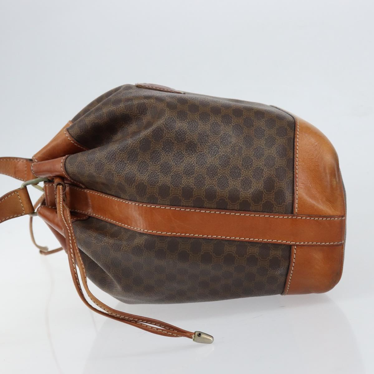 CELINE Macadam Canvas Tote Bag PVC Leather Brown Gold Auth 149549