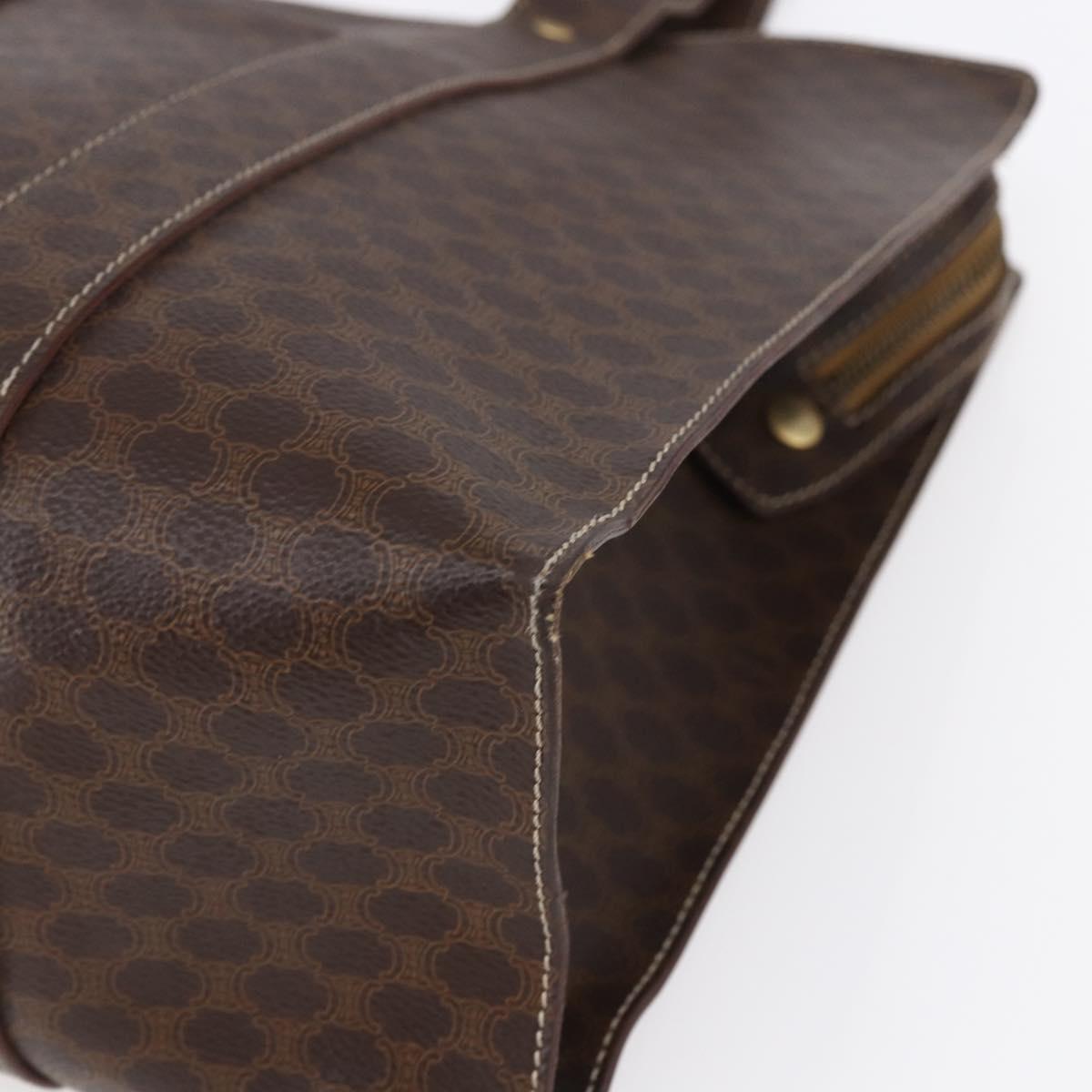 CELINE Macadam Canvas Shoulder Bag PVC Leather Brown Gold Auth 149556