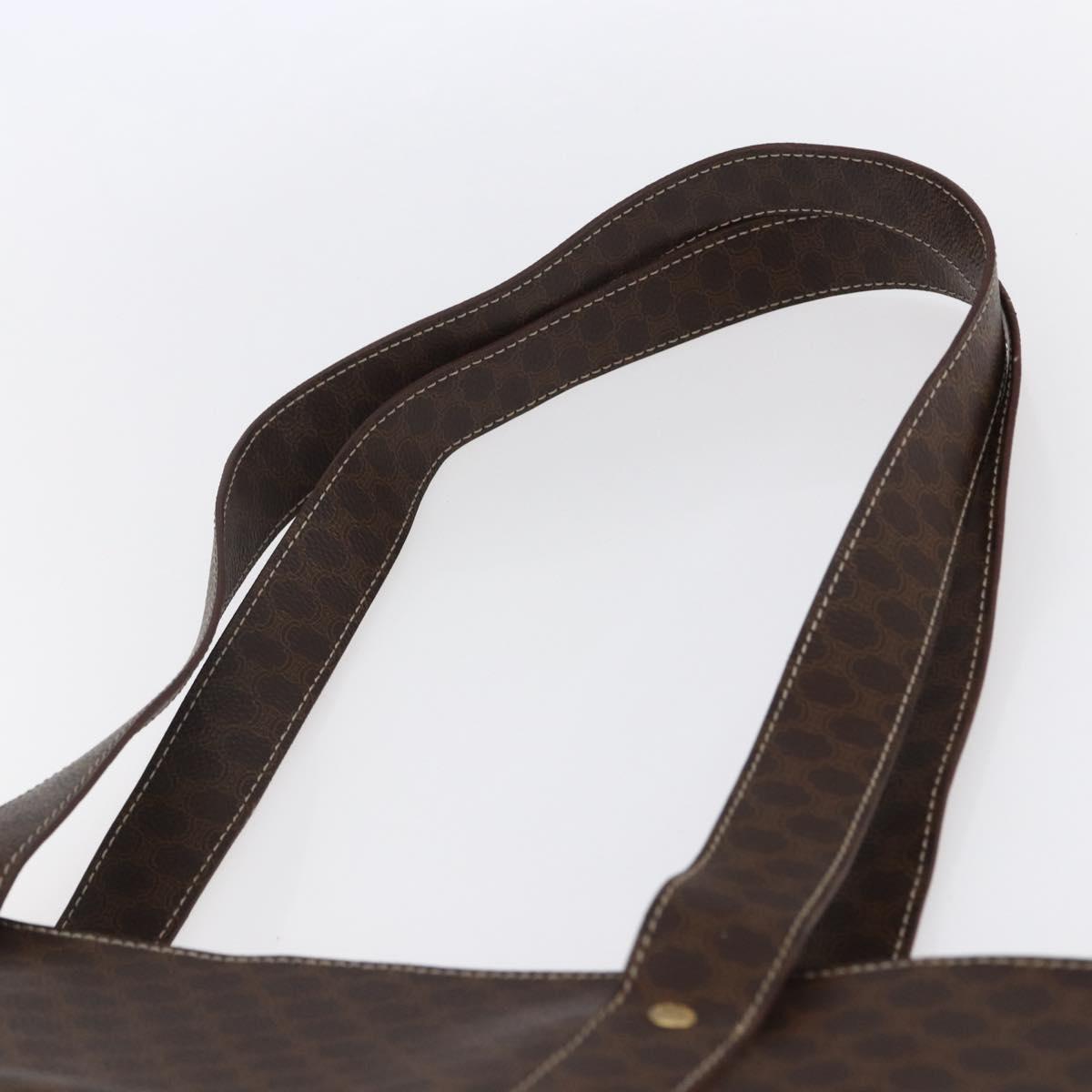 CELINE Macadam Canvas Shoulder Bag PVC Leather Brown Gold Auth 149556