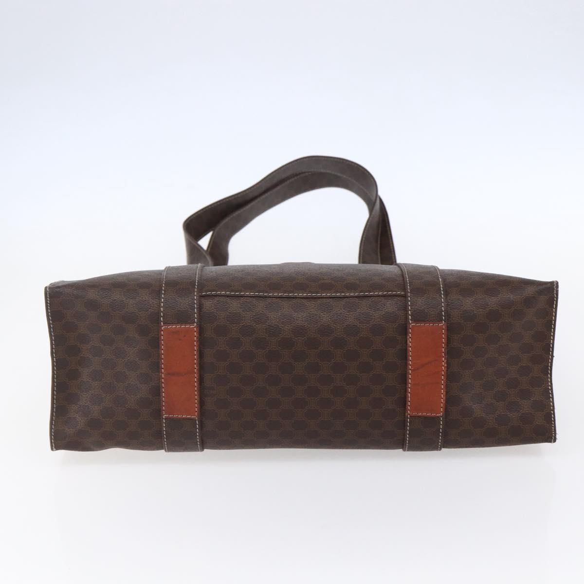 CELINE Macadam Canvas Shoulder Bag PVC Leather Brown Gold Auth 149556