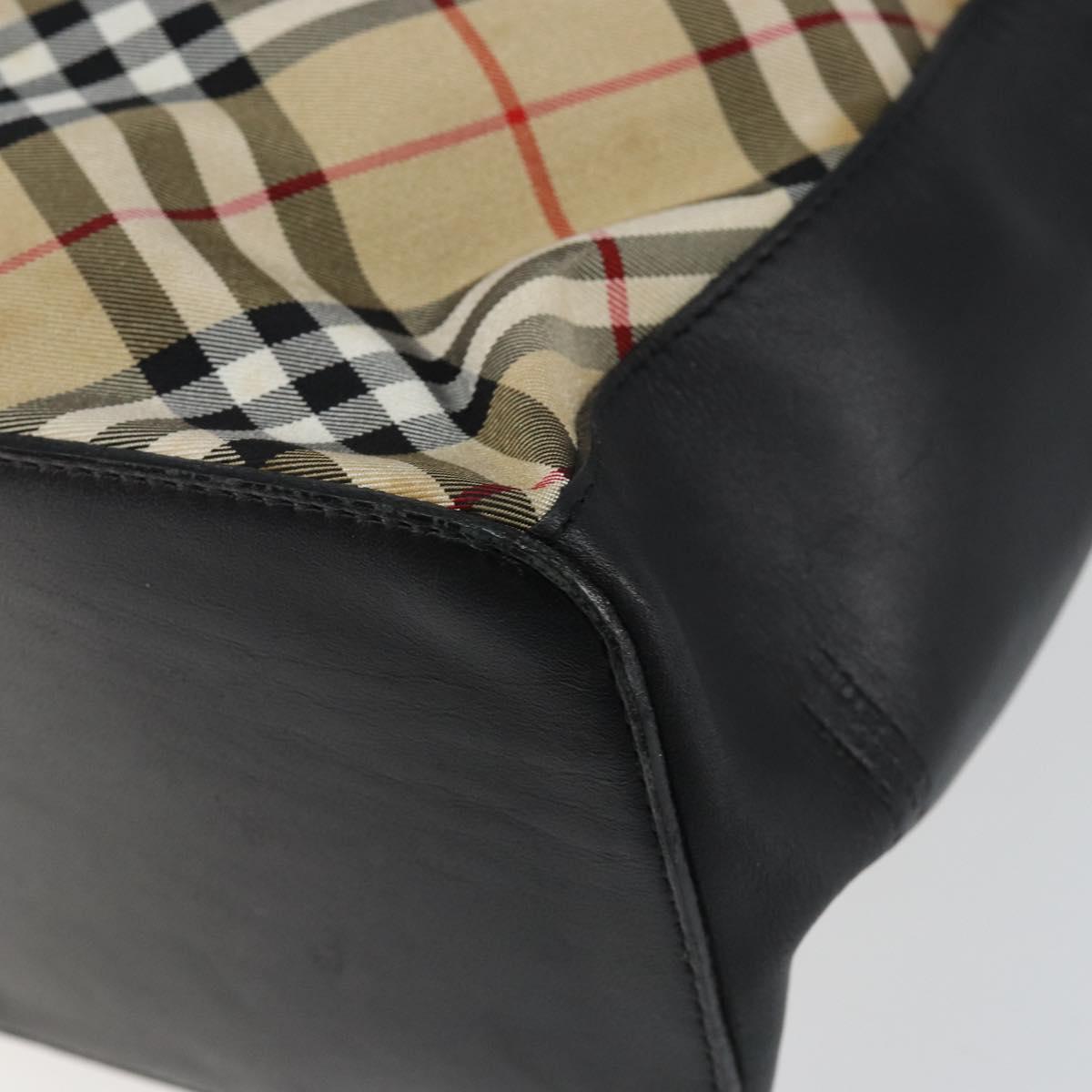 Burberrys Nova Check Shoulder Bag Nylon Beige Silver Auth 149560