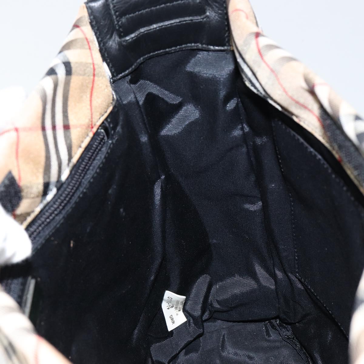 Burberrys Nova Check Shoulder Bag Nylon Beige Silver Auth 149560