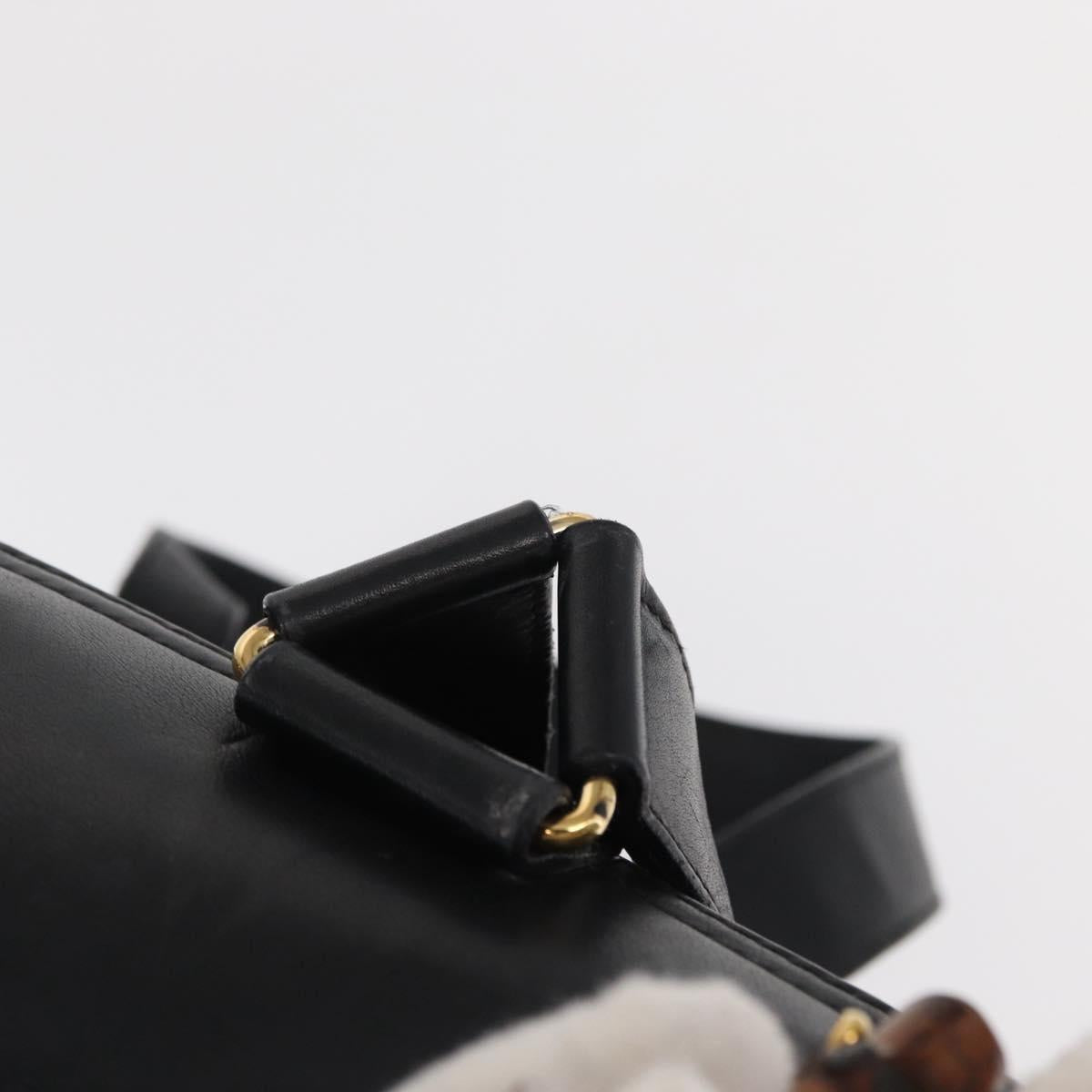 GUCCI Bamboo Backpack Leather Black Gold 003 1998 0016 Auth 149568