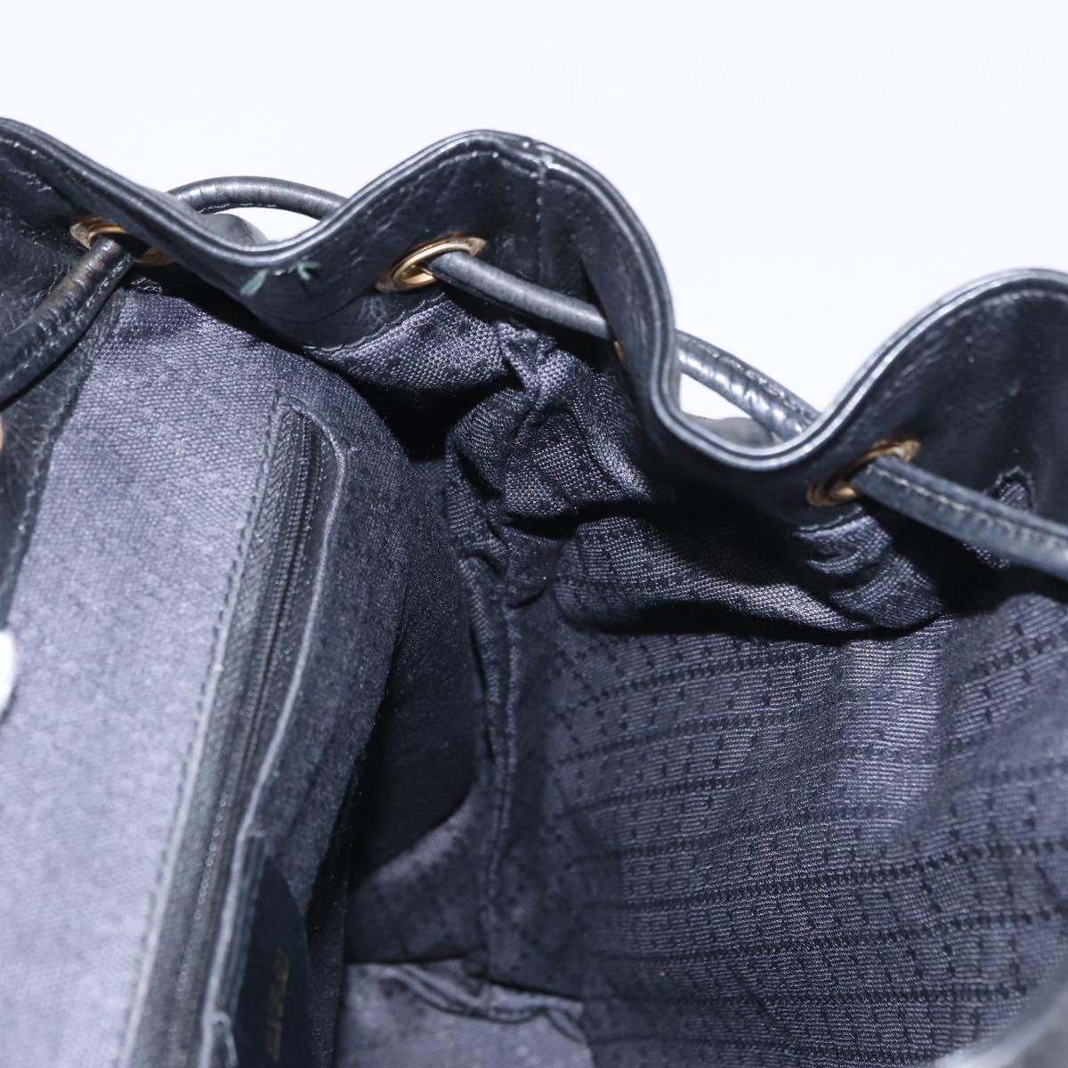 GUCCI Bamboo Backpack Leather Black Gold 003 1998 0016 Auth 149568