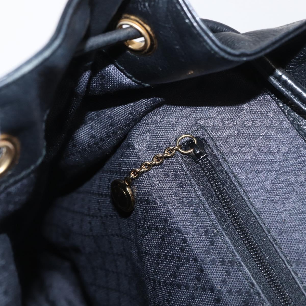 GUCCI Bamboo Backpack Leather Black Gold 003 1998 0016 Auth 149568