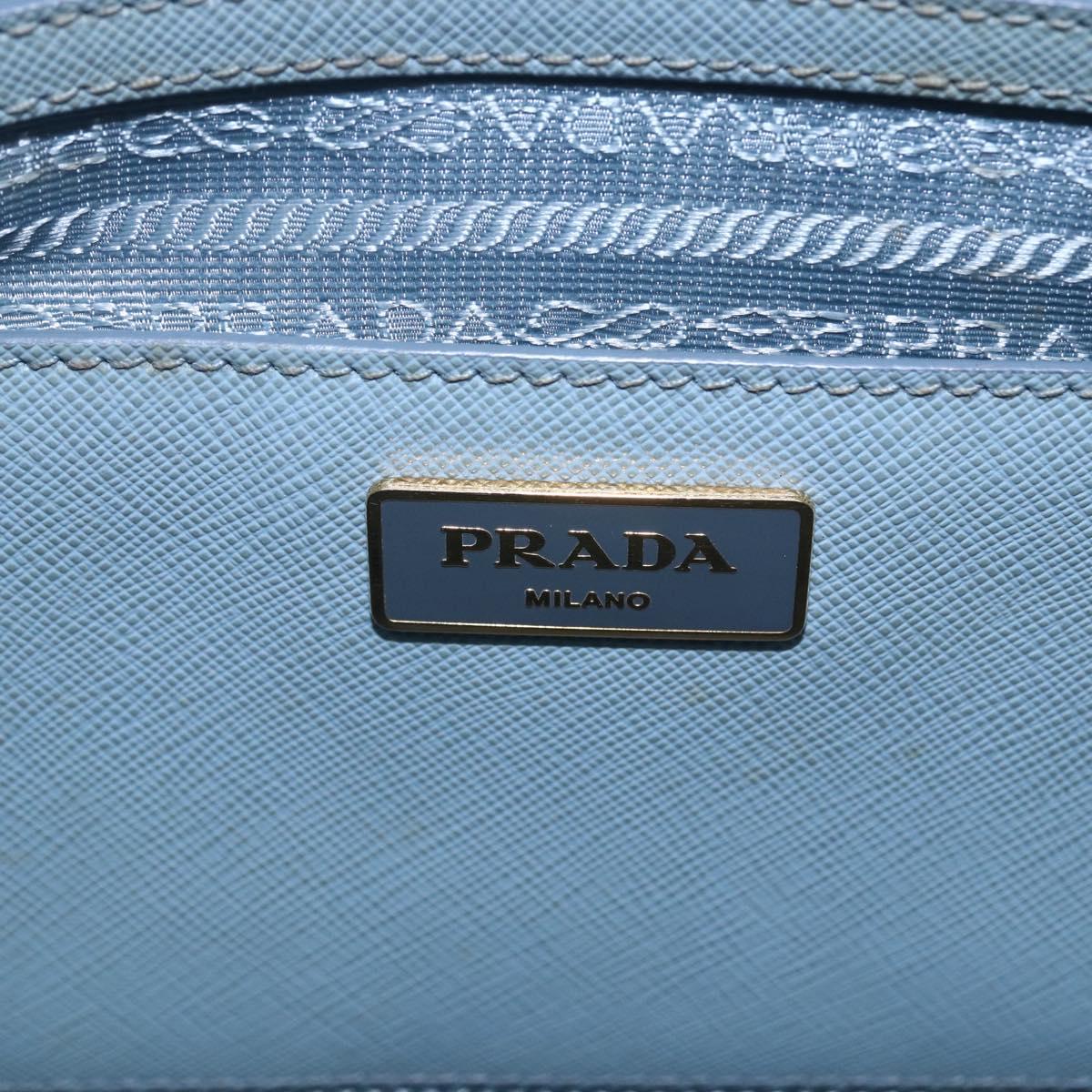 PRADA Galleria Hand Bag Safiano leather 2way Light Blue Gold Auth 149570