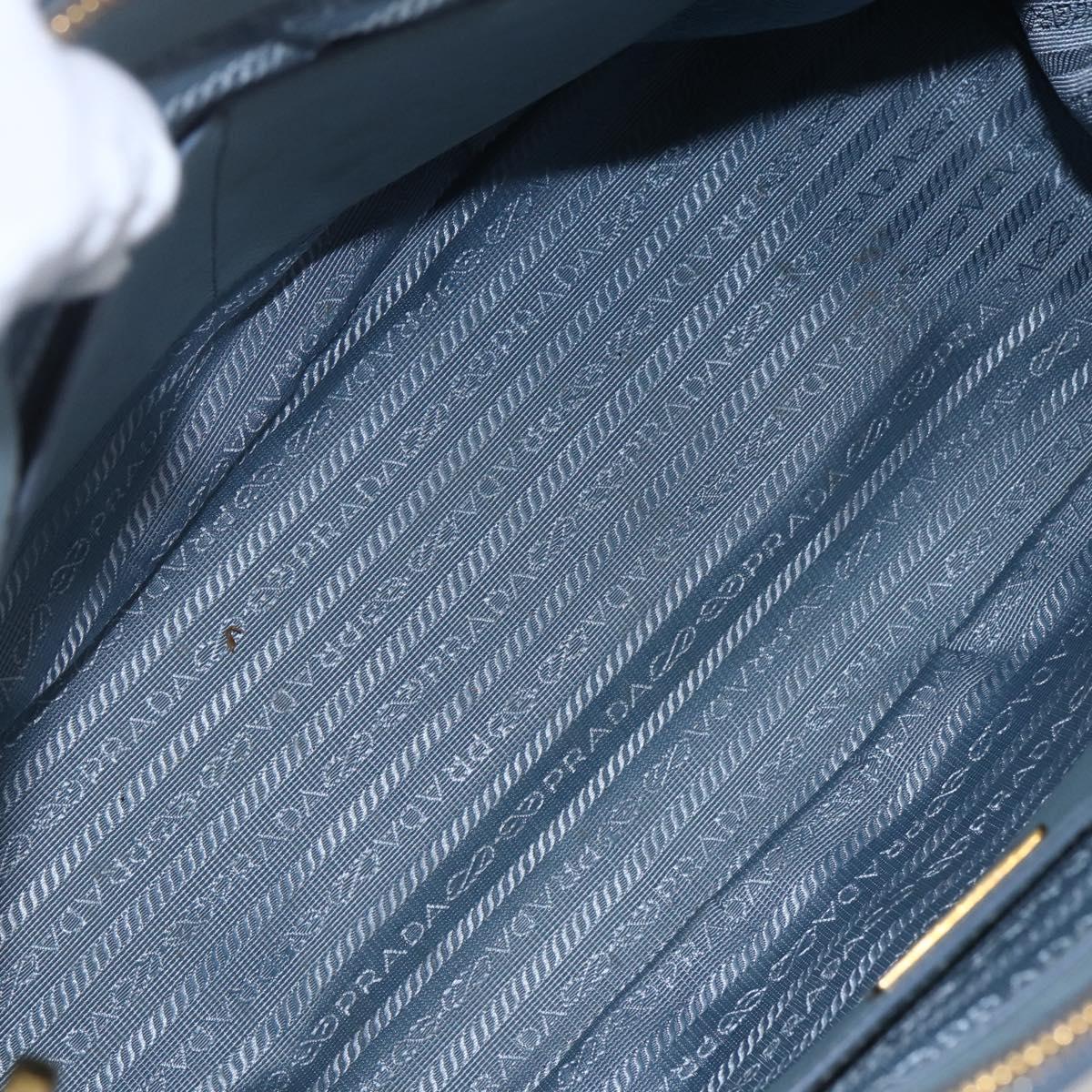 PRADA Galleria Hand Bag Safiano leather 2way Light Blue Gold Auth 149570