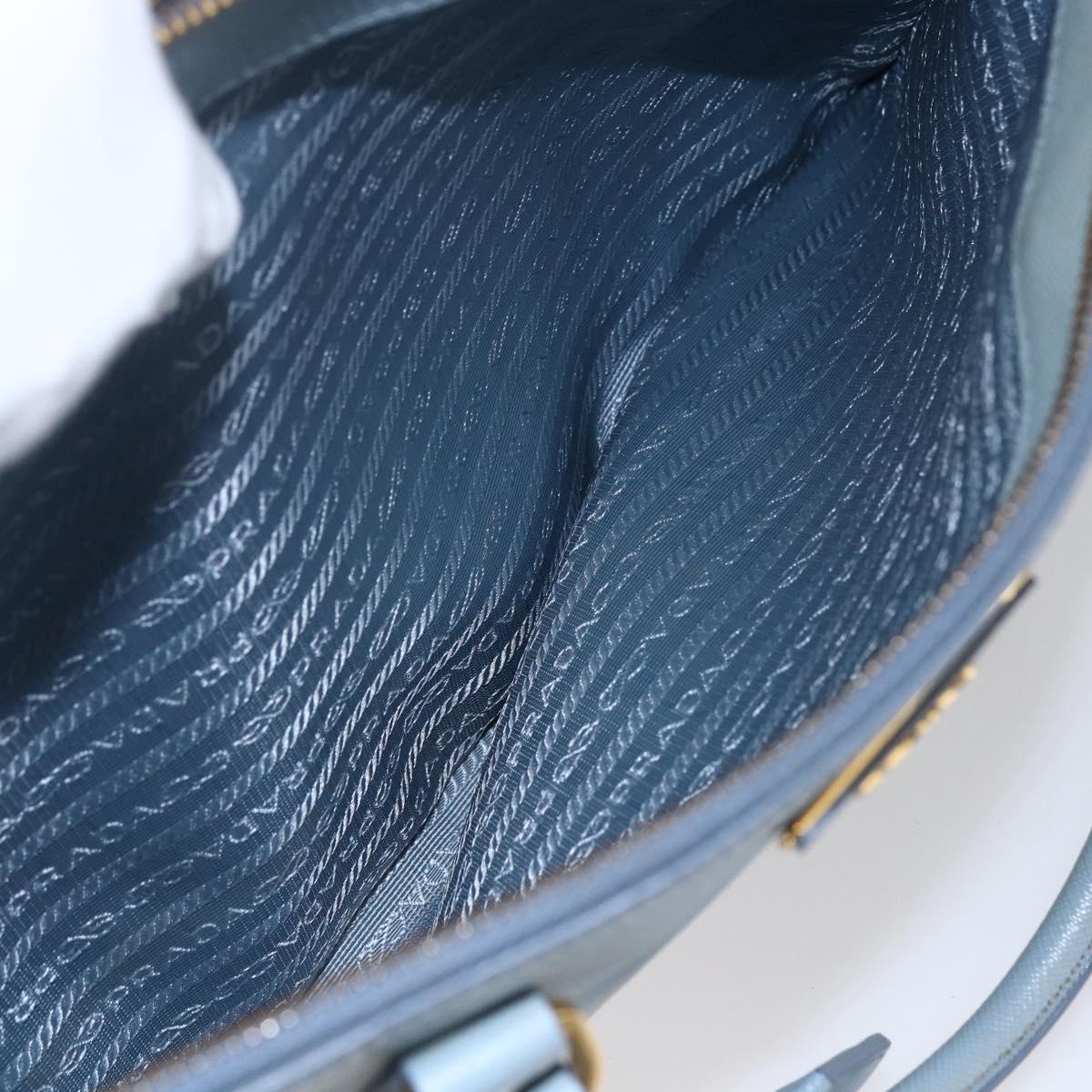 PRADA Galleria Hand Bag Safiano leather 2way Light Blue Gold Auth 149570