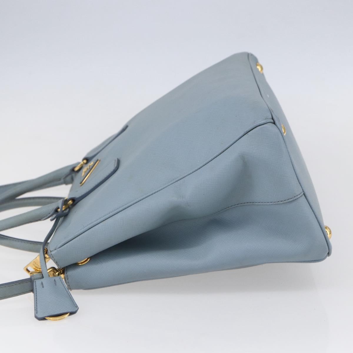 PRADA Galleria Hand Bag Safiano leather 2way Light Blue Gold Auth 149570