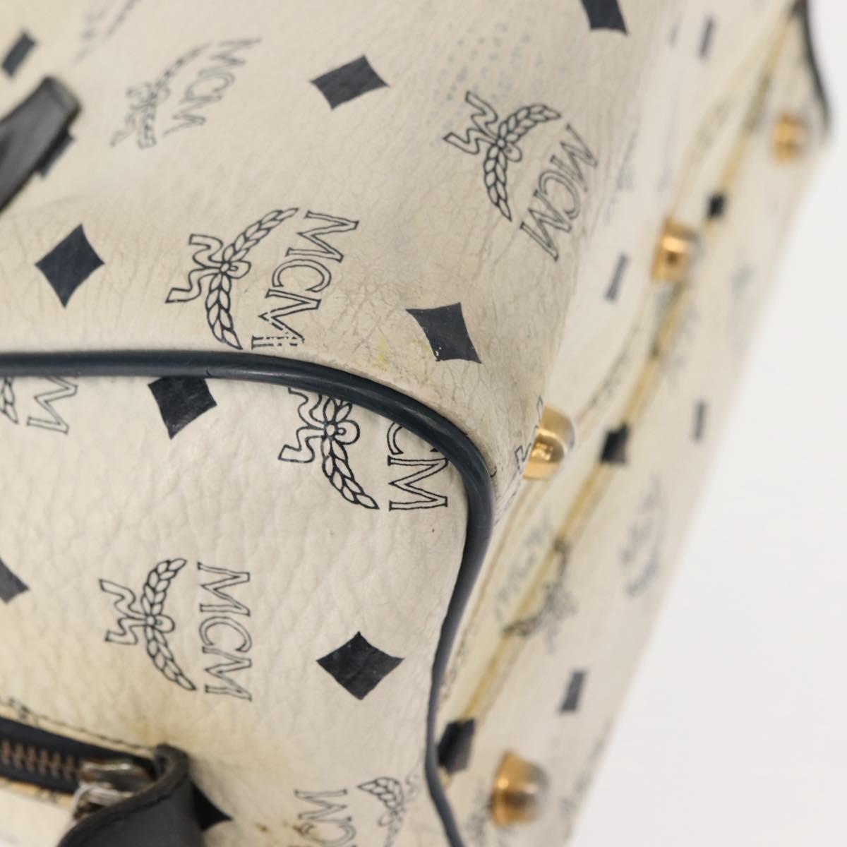 MCM Logogram Vicetos Mini Hand Bag PVC 2way White Gold Auth 149573
