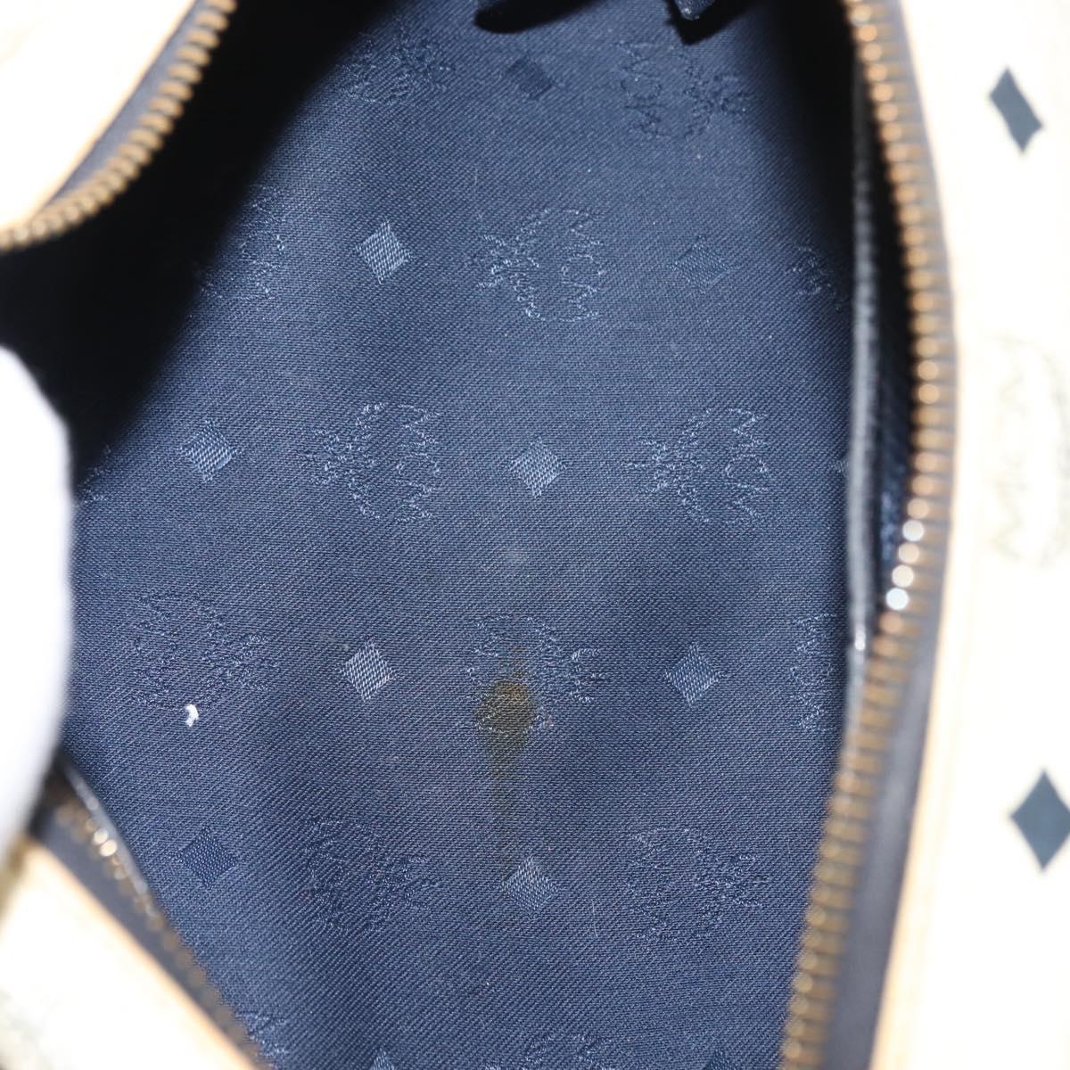 MCM Logogram Vicetos Mini Hand Bag PVC 2way White Gold Auth 149573