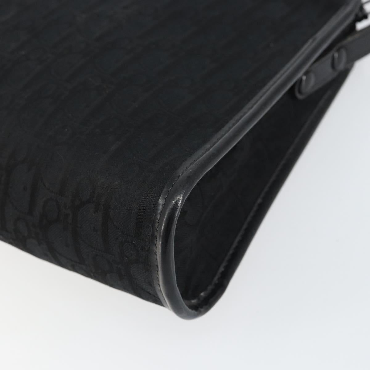 Christian Dior Trotter Canvas Shoulder Bag Black Gold Auth 149574