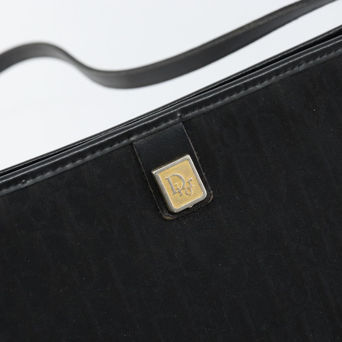 Christian Dior Trotter Canvas Shoulder Bag Black Gold Auth 149574