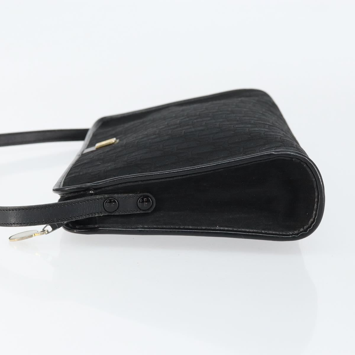 Christian Dior Trotter Canvas Shoulder Bag Black Gold Auth 149574