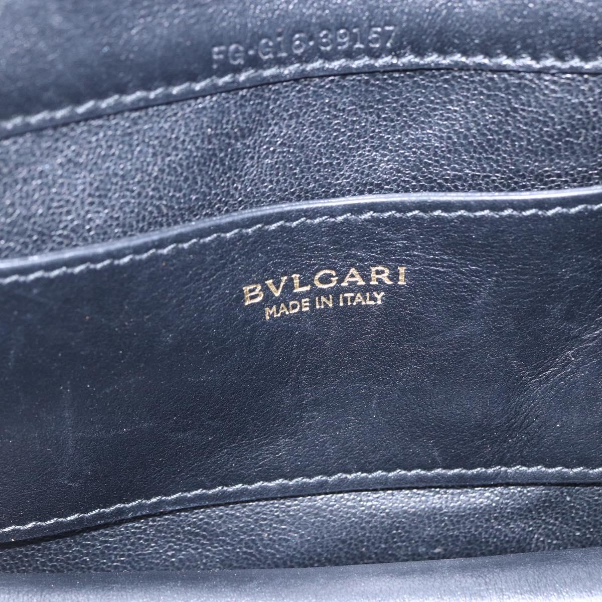 BVLGARI Chain Shoulder Bag Leather Black Gold Auth 149576