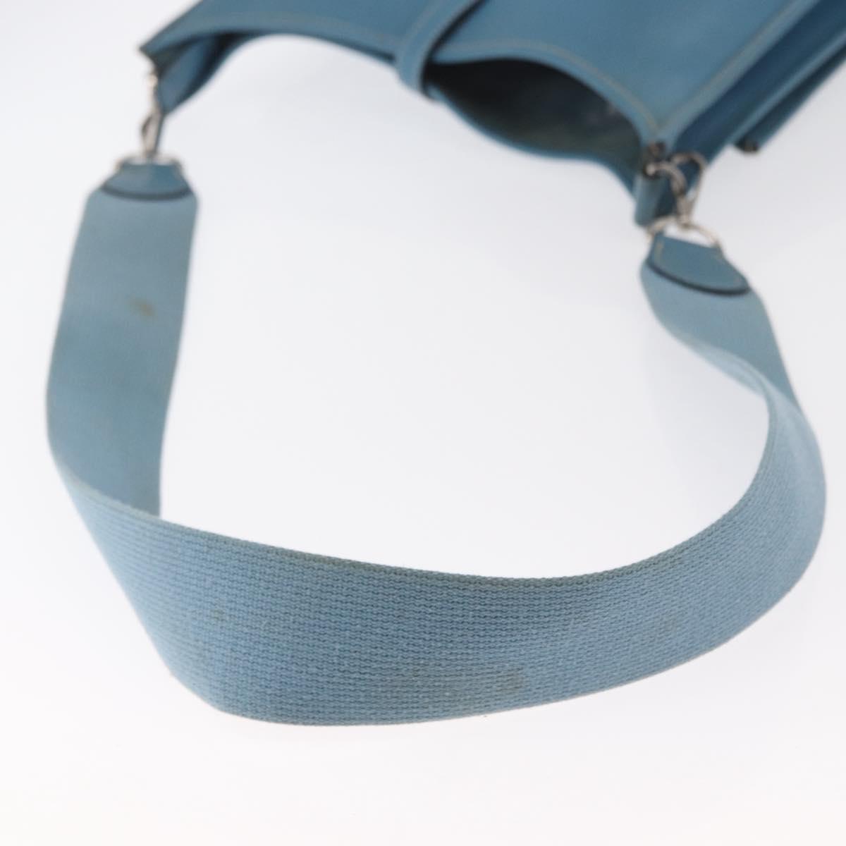 HERMES Evelyn 2 PM Shoulder Bag Leather Blue Silver Auth 149578