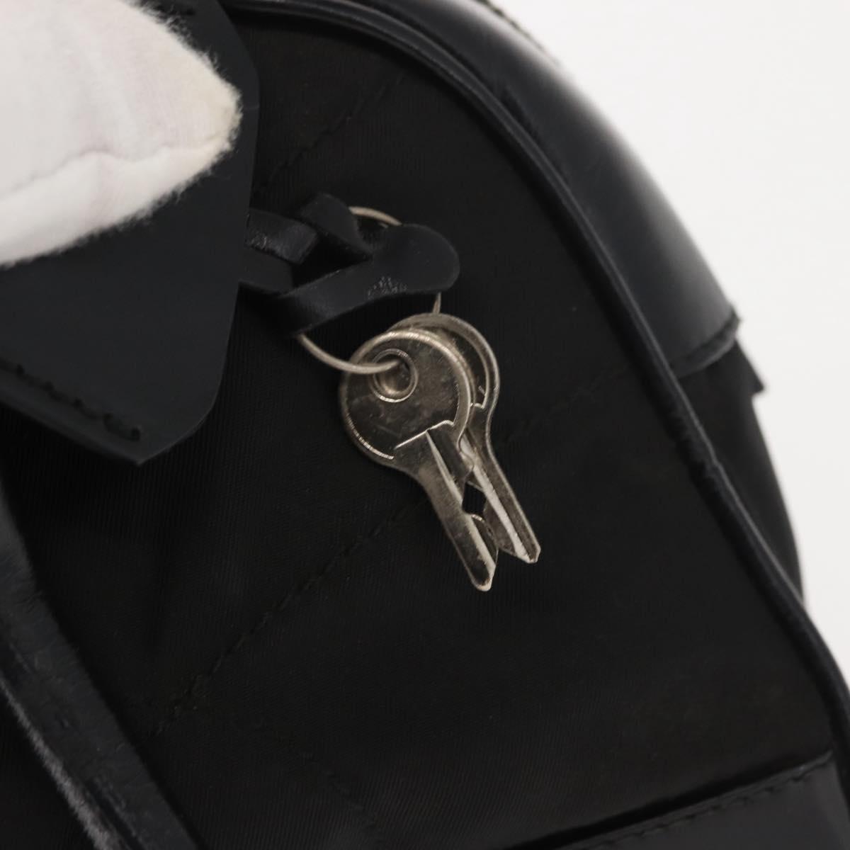 PRADA Hand Bag Nylon Leather Black Silver Auth 149582