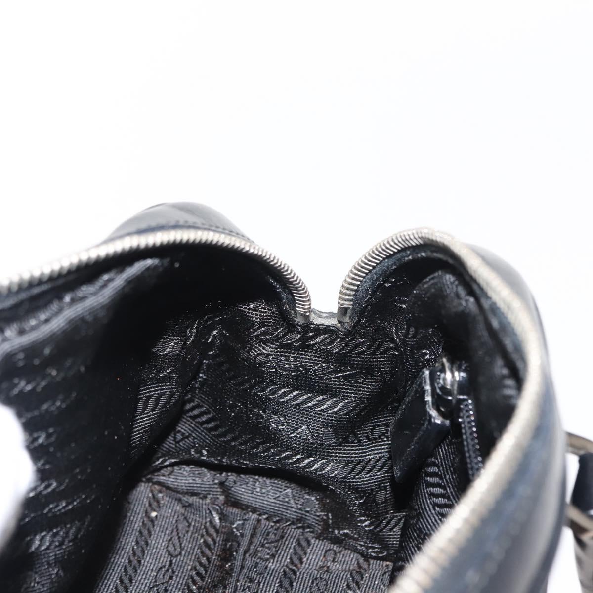 PRADA Hand Bag Nylon Leather Black Silver Auth 149582