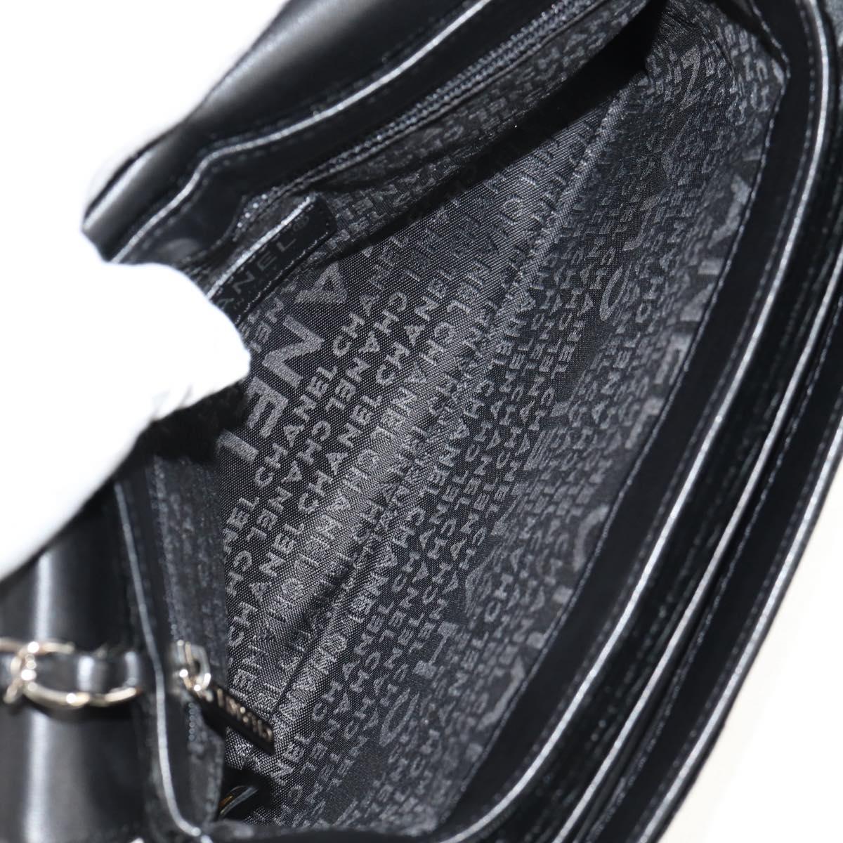 CHANEL Chain COCO Mark Camelia Shoulder Bag Velor Black Silver CC Auth 149585V