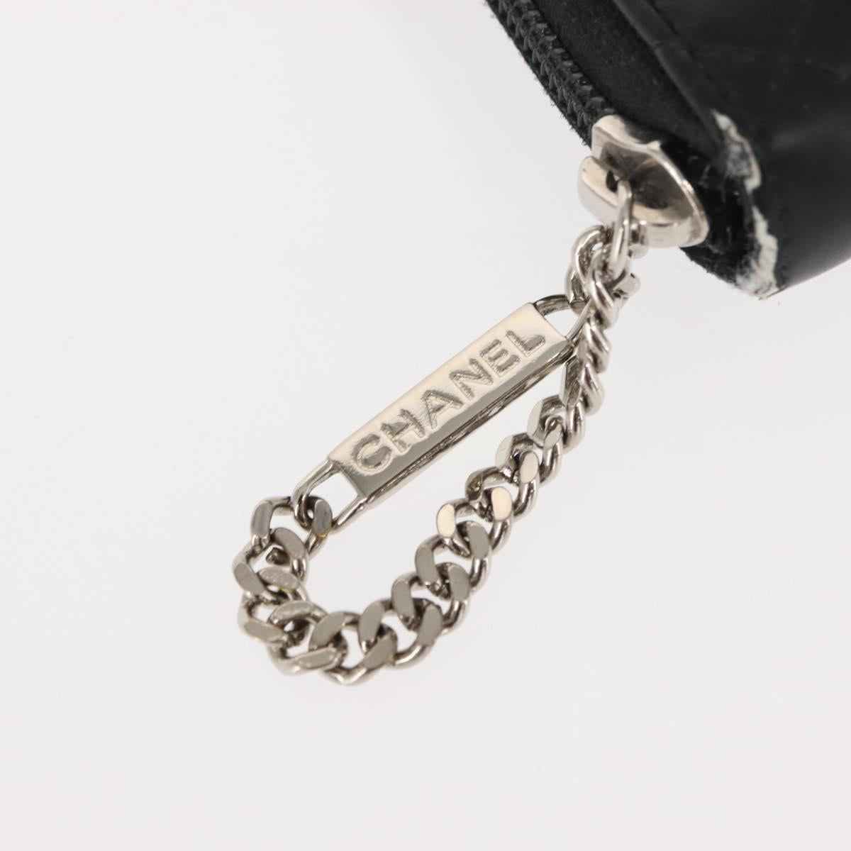 CHANEL Cambon Line Organizer Long Wallet Leather Black Silver CC Auth 149586