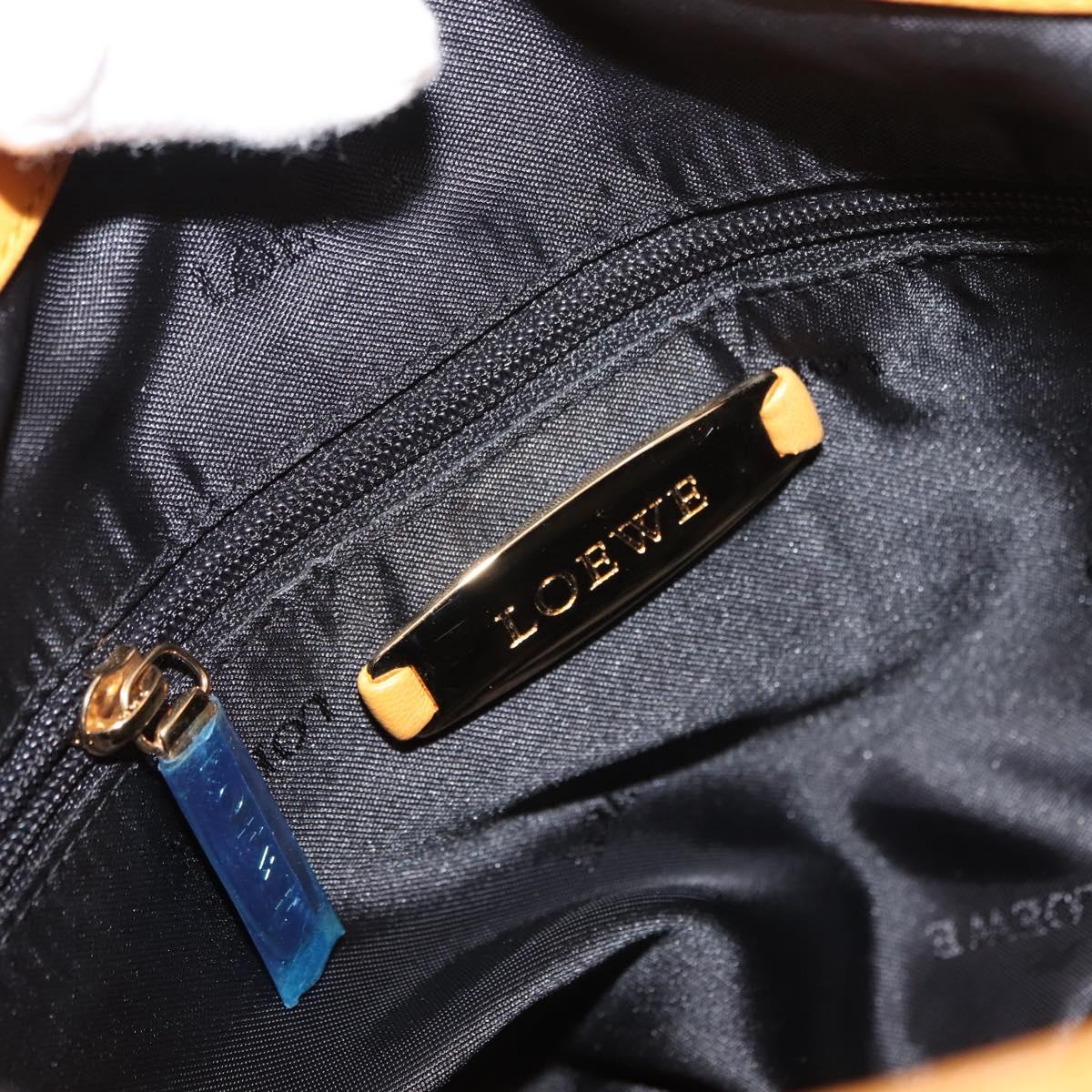 LOEWE Anagram Hand Bag Leather Yellow Auth 149588