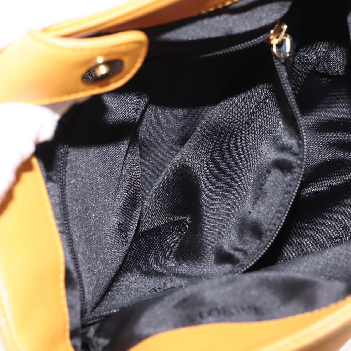 LOEWE Anagram Hand Bag Leather Yellow Auth 149588