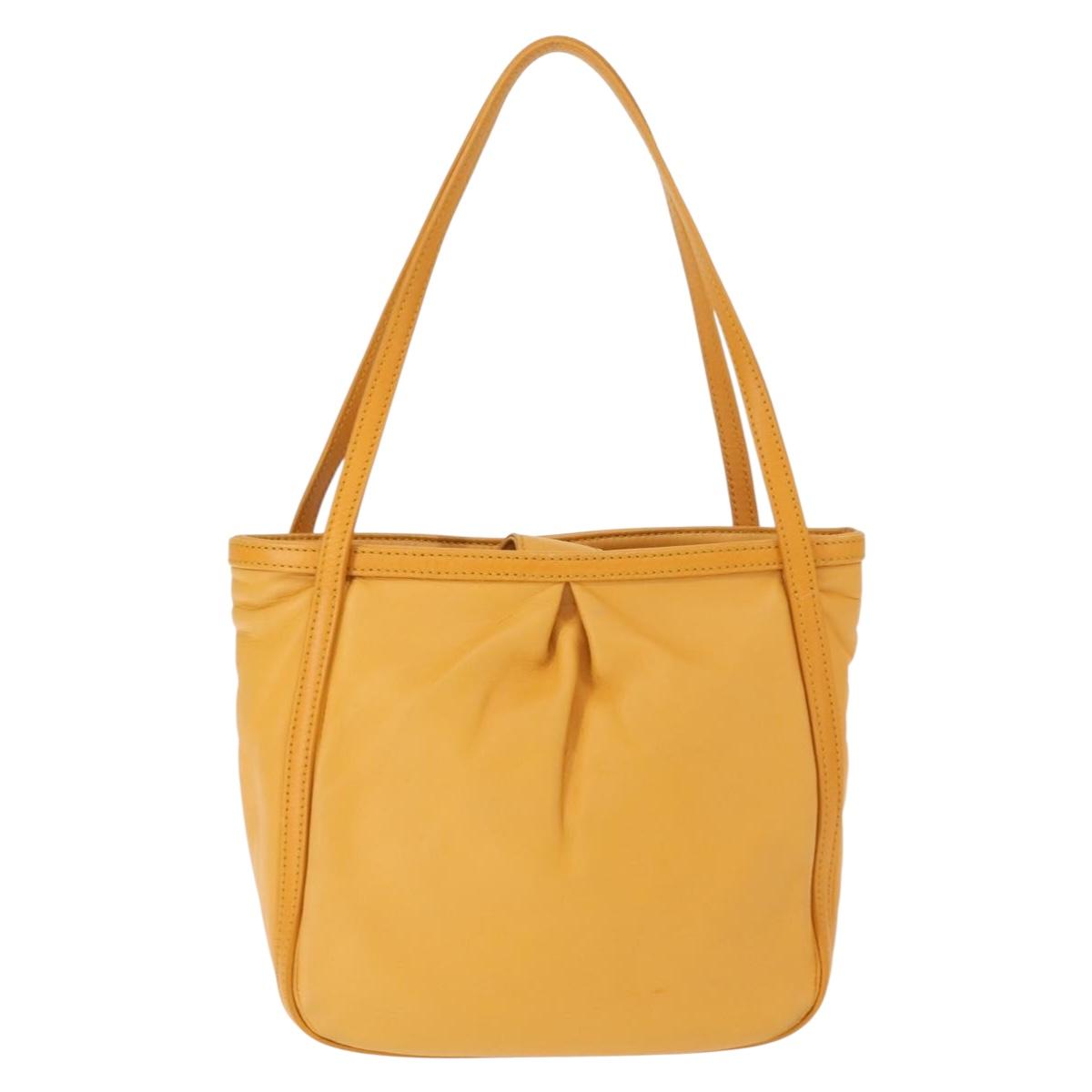 LOEWE Anagram Hand Bag Leather Yellow Auth 149588