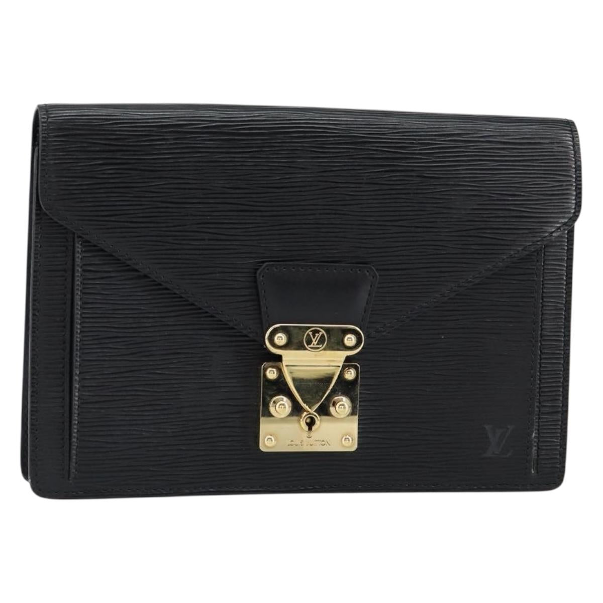 LOUIS VUITTON Epi Serie Dragonne Clutch Bag Black Noir M52612 LV Auth 149598