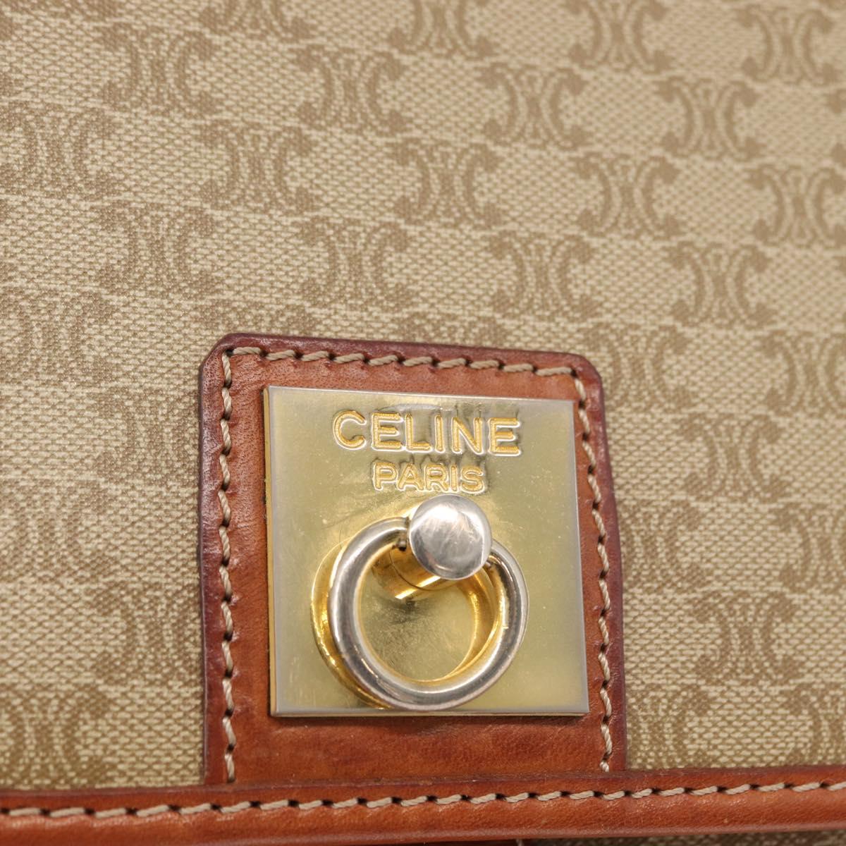 CELINE Macadam Canvas Shoulder Bag PVC Beige Gold Auth 149611