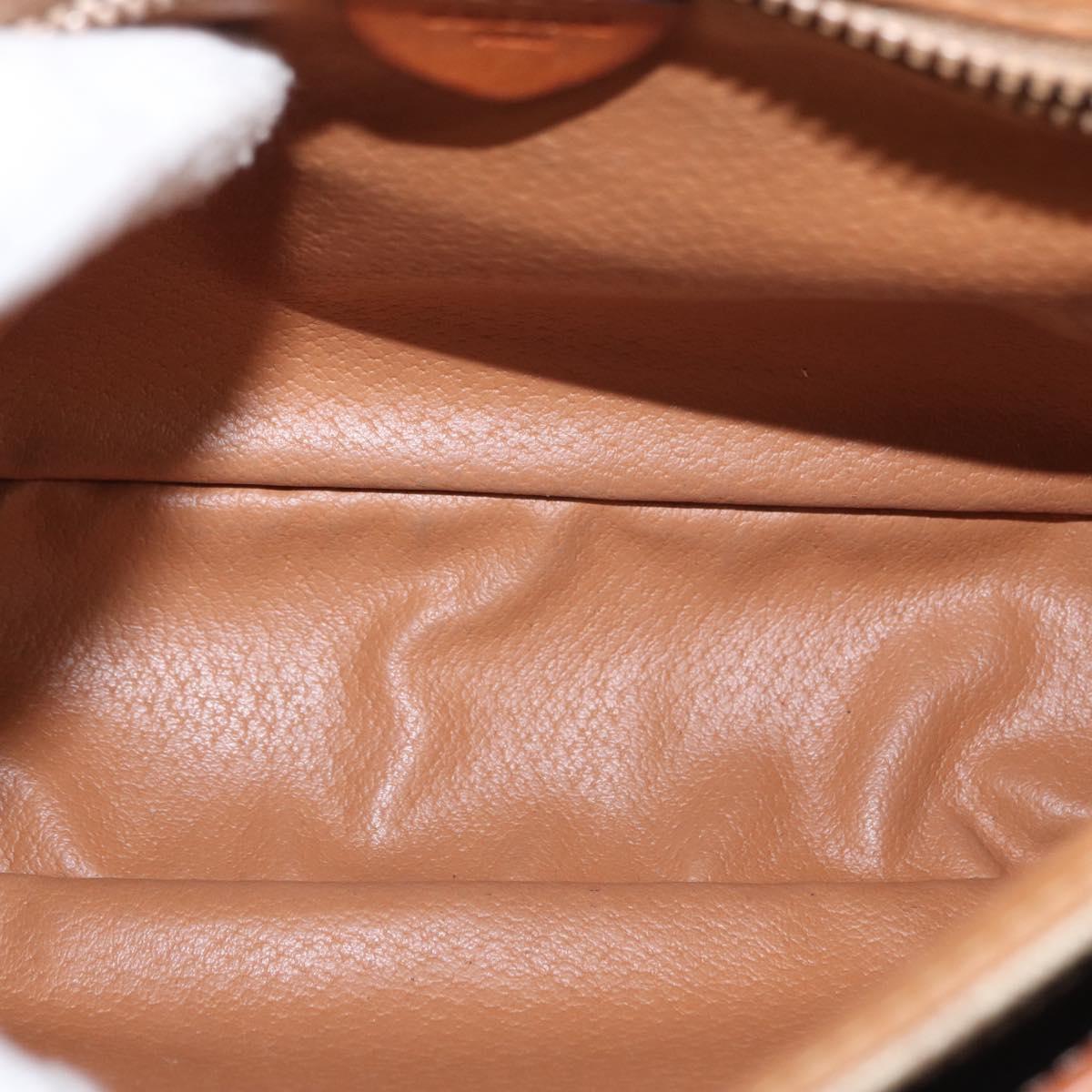 CELINE Macadam Canvas Shoulder Bag PVC Beige Gold Auth 149611