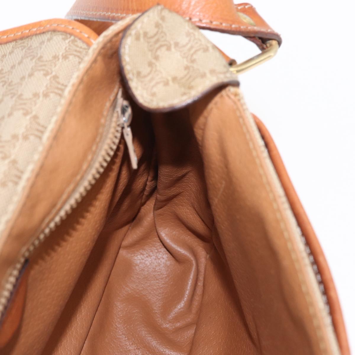 CELINE Macadam Canvas Shoulder Bag PVC Beige Gold Auth 149611