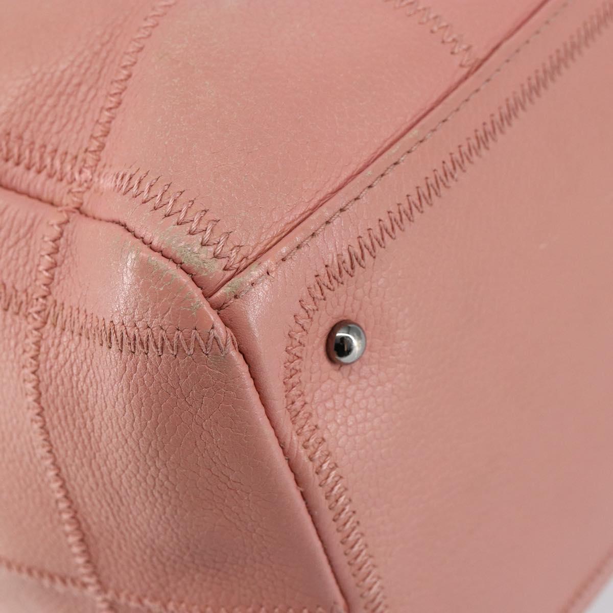 CHANEL Choco Bar COCO Mark Hand Bag Caviar Skin Pink Silver CC Auth 149620