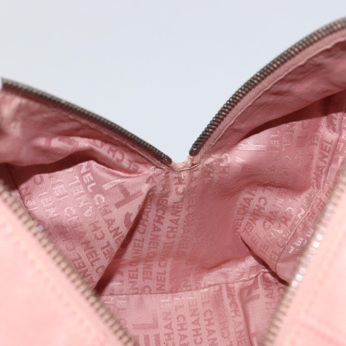 CHANEL Choco Bar COCO Mark Hand Bag Caviar Skin Pink Silver CC Auth 149620