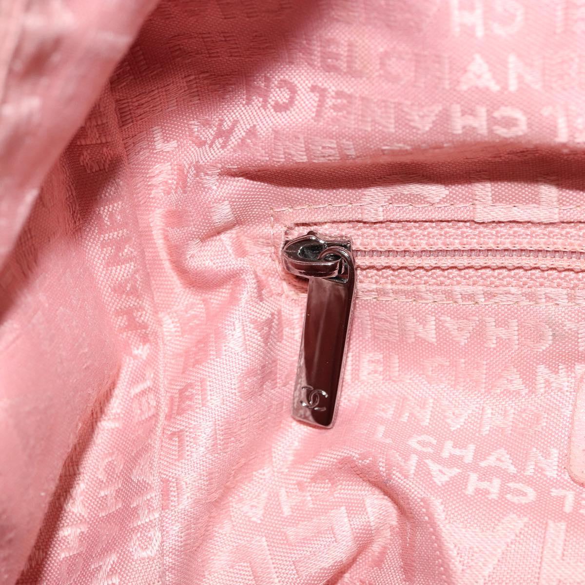 CHANEL Choco Bar COCO Mark Hand Bag Caviar Skin Pink Silver CC Auth 149620