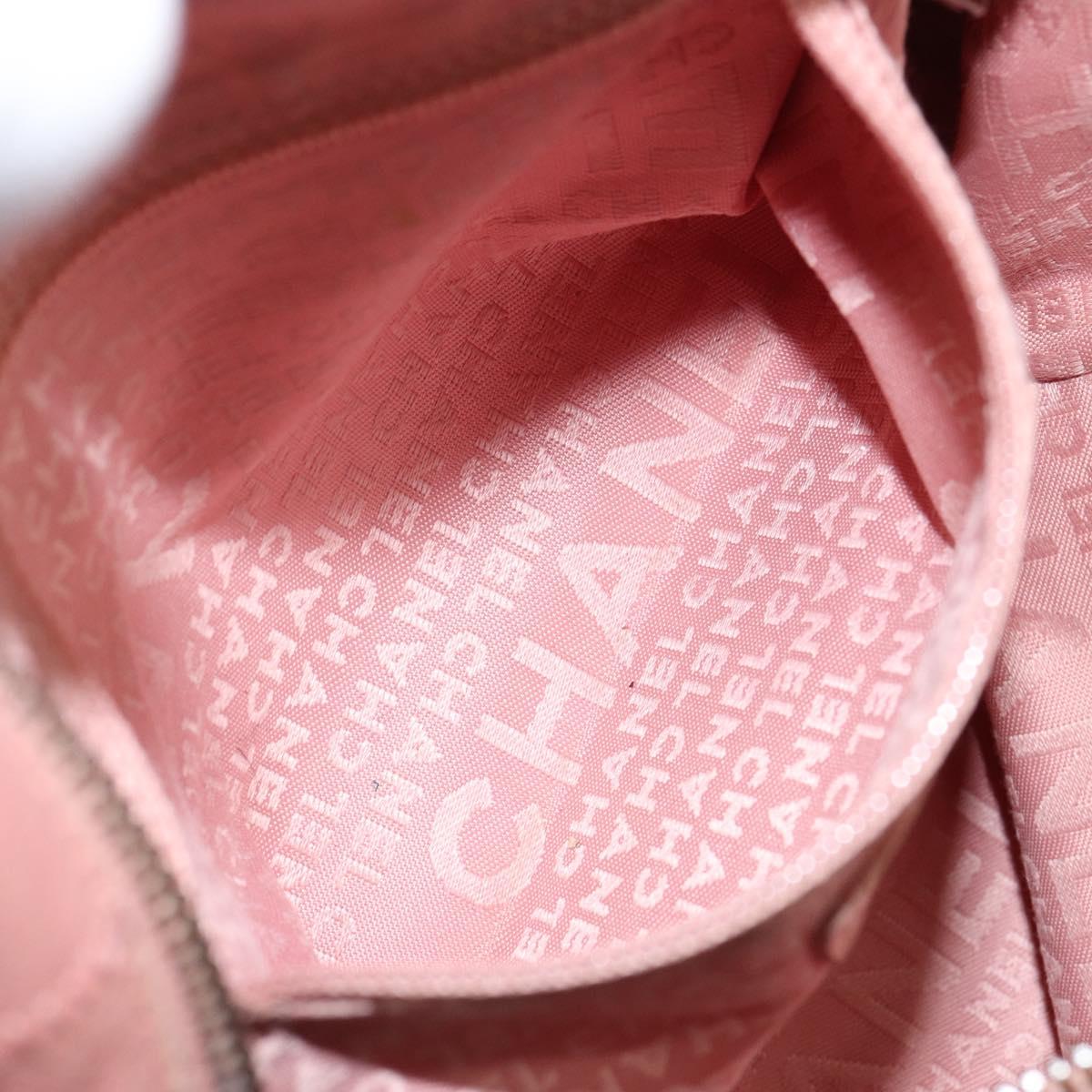 CHANEL Choco Bar COCO Mark Hand Bag Caviar Skin Pink Silver CC Auth 149620