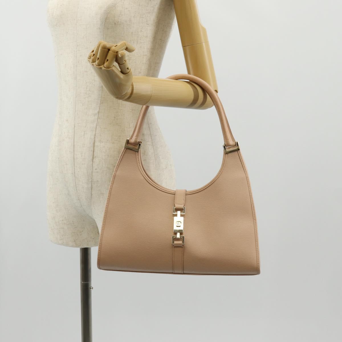 GUCCI Jackie Shoulder Bag Leather Pink Gold 002 1067 Auth 149621V